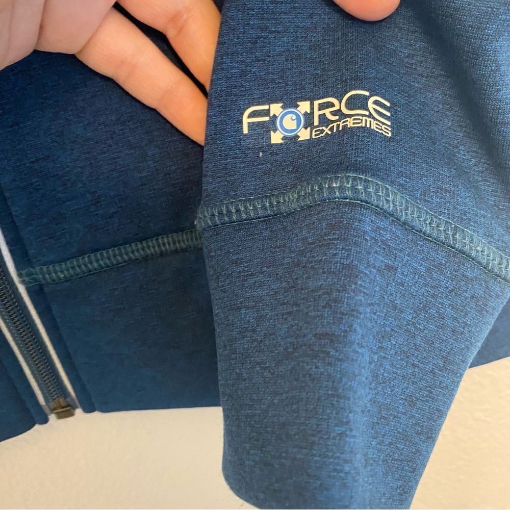 Carhartt womans fleece lined zip up jacket embroidered logo front teal blue M - Picture 5 of 13